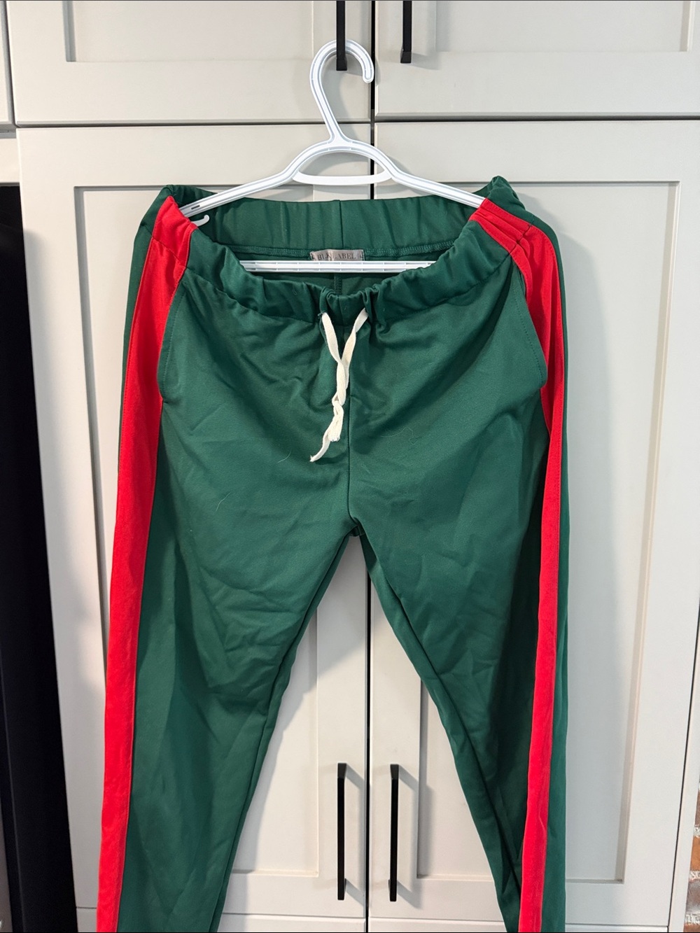 Black Label Green Drawstring Sweatpants with White Cord